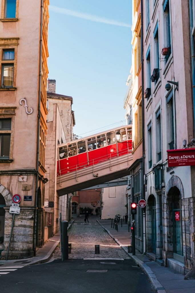 De kabelbaan van Vieux Lyon naar Fourviere